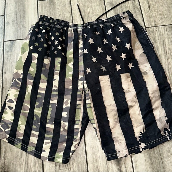 Other - Men's Camouflage and Black Flag Shorts